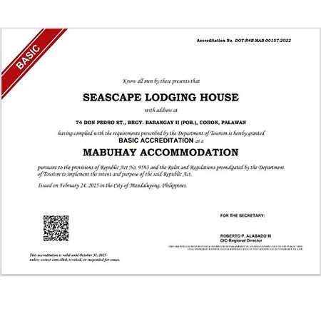 Seascape Lodging House Coron Esterno foto